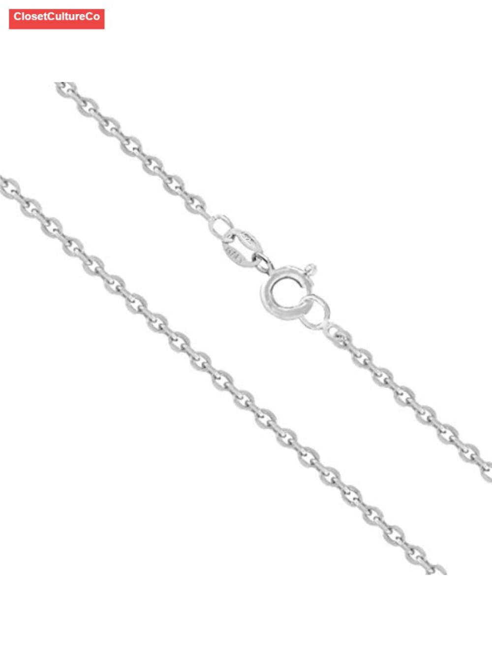 Sterling Silver Chain Necklace Women Cable 1.5mm Tarnish Resistant Italian Made